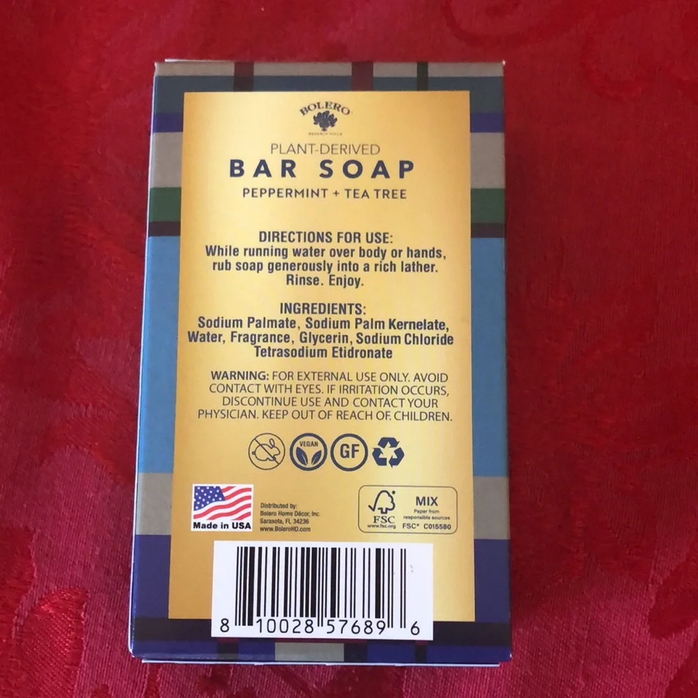 🌵3/$15 set of two Peppermint and Tea Tree plant derived bar of soap 6.25 oz